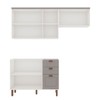 Cozinha Compacta Iluminata Flora 6 Portas 3 Gavetas Branco/Fendi/Mineral - Genialflex
