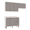 Cozinha Compacta Iluminata Flora 6 Portas 3 Gavetas Branco/Fendi/Mineral - Genialflex