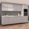 Cozinha Completa Iluminata Luna 10 Portas 4 Gavetas 100% Mdf com Vidro Branco/Fendi - Genialflex