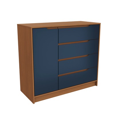 Cômoda 1 Porta 4 Gavetas R260 Canela/Azul Profundo - Kappesberg