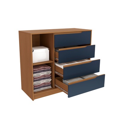 Cômoda 1 Porta 4 Gavetas R260 Canela/Azul Profundo - Kappesberg