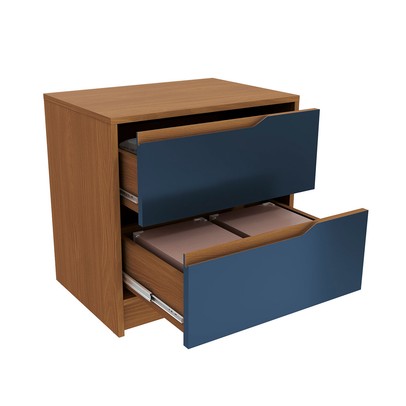 Mesa de Cabeceira 2 Gavetas R261 Canela/Azul Profundo - Kappesberg