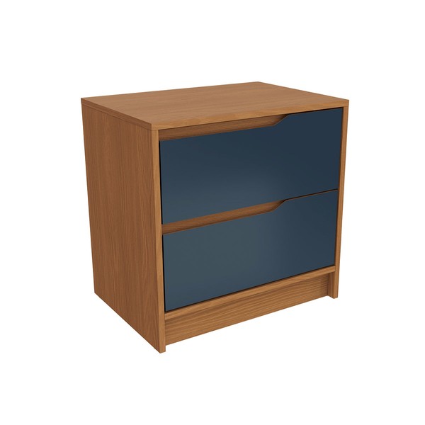 Mesa de Cabeceira 2 Gavetas R261 Canela/Azul Profundo - Kappesberg