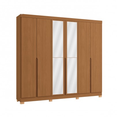 Guarda-Roupa Casal 6 Portas 4 Gavetas com Espelho Cb01r582 Canela - Kappesberg