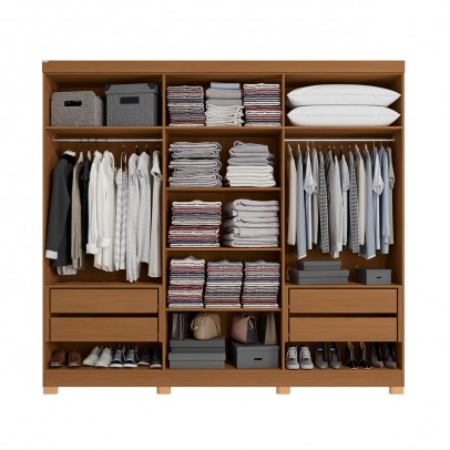 Guarda-Roupa Casal 6 Portas 4 Gavetas com Espelho Cb01r582 Canela - Kappesberg