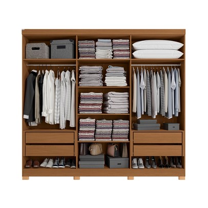 Guarda-Roupa Casal 6 Portas 4 Gavetas com Espelho Cb01r582 Canela/Azul Profundo - Kappesberg