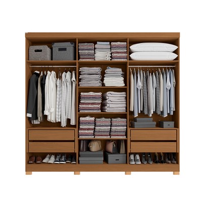 Guarda-Roupa Casal 6 Portas 4 Gavetas Cb02r582 Canela/Azul Profundo - Kappesberg