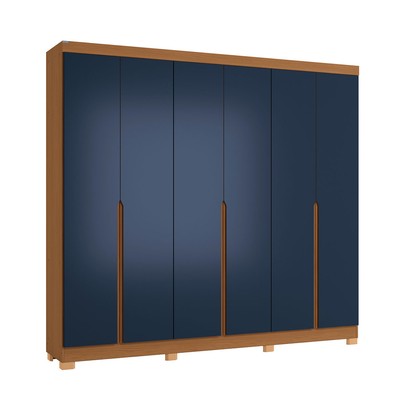 Guarda-Roupa Casal 6 Portas 4 Gavetas Cb02r582 Canela/Azul Profundo - Kappesberg