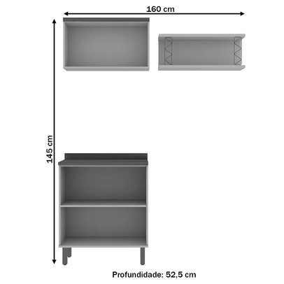 Armário Multiuso Acquaflex 3 Peças Elegance Mint - Genialflex