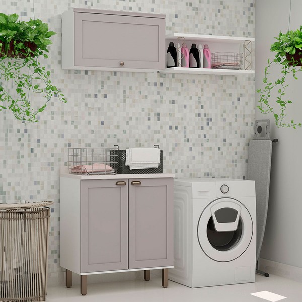 Armário Multiuso Acquaflex 3 Peças Elegance Branco Fosco/Fendi - Genialflex