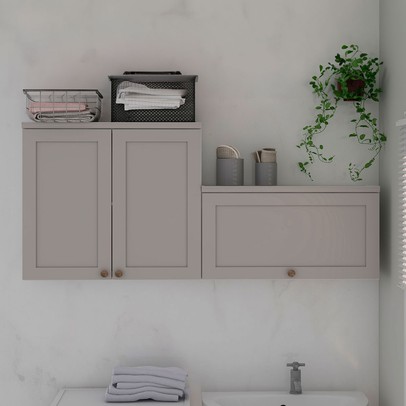 Armário Multiuso Acquaflex 3 Portas Clean Branco Fosco/Fendi - Genialflex