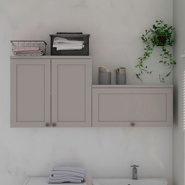 Armário Multiuso Acquaflex 3 Portas Clean Branco Fosco/Fendi - Genialflex