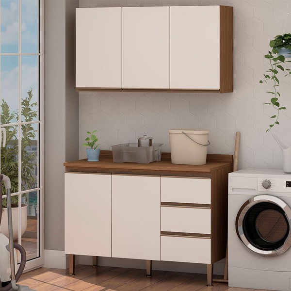 Armário Multiuso Acquaflex 2 Peças Low Dry Ebano/Off White - Genialflex