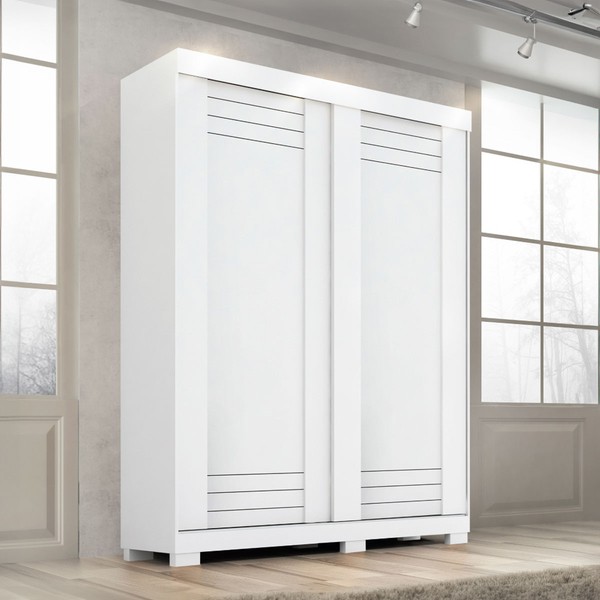 Guarda-Roupa Solteiro Ayla 2 Portas 2 Gavetas 100% Mdf Branco - Acp Móveis