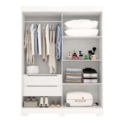 Guarda-Roupa Solteiro Ayla 2 Portas 2 Gavetas 100% Mdf Branco - Acp Móveis