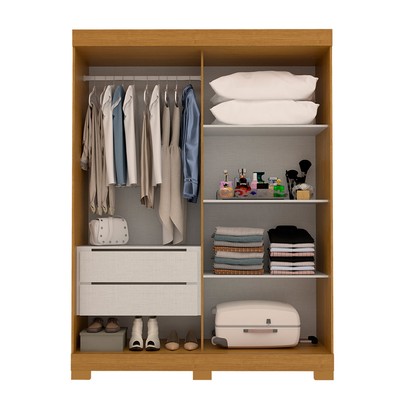 Guarda-Roupa Solteiro Ayla 2 Portas 2 Gavetas 100% Mdf Flex Cinamomo/Off White - Acp Móveis