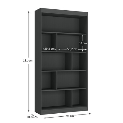 Estante para Livros 93 Cm Grafite Ho-2907 - Hecol Móveis