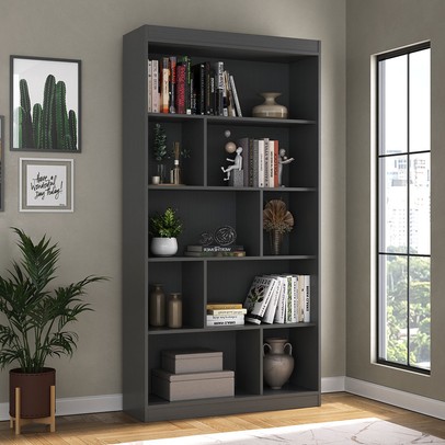 Estante para Livros 93 Cm Grafite Ho-2907 - Hecol Móveis