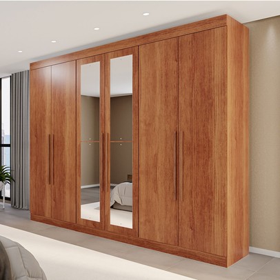 Guarda-Roupa Casal Eldorado Premium 6 Portas 6 Gavetas com Espelho 100% Mdf Cinamomo - Pnr Móveis