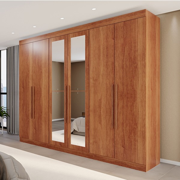 Guarda-Roupa Casal Eldorado Premium 6 Portas 6 Gavetas com Espelho 100% Mdf Cinamomo - Pnr Móveis
