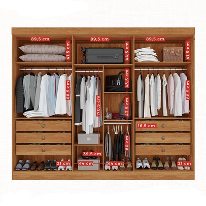 Guarda-Roupa Casal Eldorado Premium 6 Portas 6 Gavetas com Espelho 100% Mdf Cinamomo - Pnr Móveis