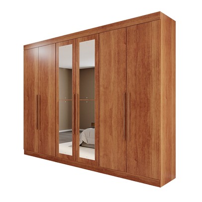 Guarda-Roupa Casal Eldorado Premium 6 Portas 6 Gavetas com Espelho 100% Mdf Cinamomo - Pnr Móveis