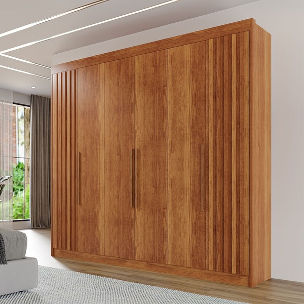 Guarda-Roupa Casal Magnus 6 Portas 6 Gavetas Ripado 100% Mdf Cinamomo - Pnr Móveis