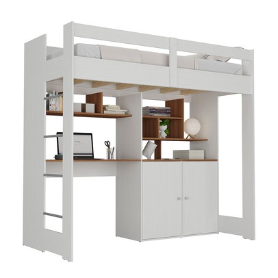 Cama Infantil Multifuncional Benin 2 Portas Branco/Nogal - Pnr Móveis