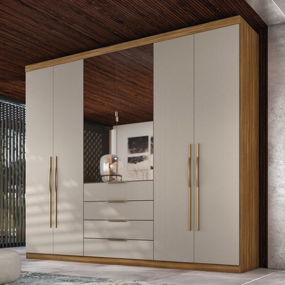 Guarda-Roupa Casal Giardino 6 Portas Amêndola/Nude Prime Tx - Demóbile