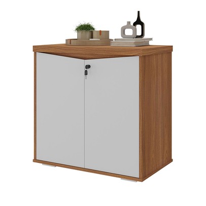 Armário para Escritório Y37 2 Portas com Chave Freijo/Branco - Artany Móveis