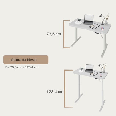 Mesa Escrivaninha Home Office Premium com Regulagem de Altura Branco - Artany Móveis
