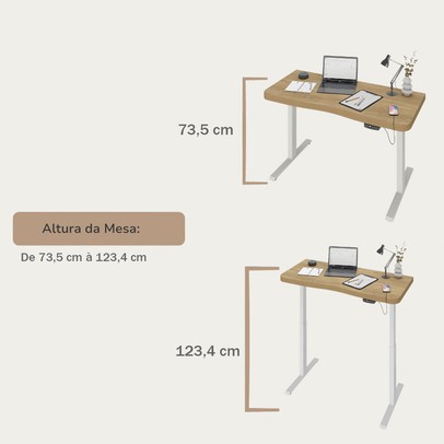 Mesa Escrivaninha Home Office Premium com Regulagem de Altura Olmo - Artany Móveis