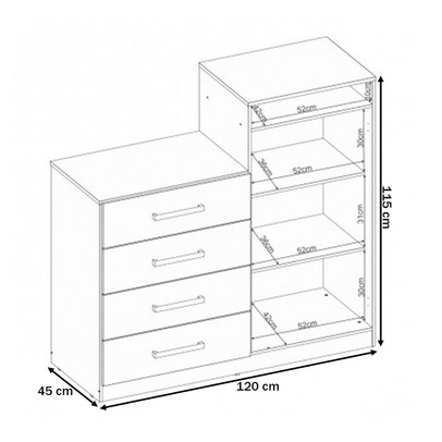 Cômoda áurea 2 Portas 4 Gavetas Amêndola/Off-White - Demóbile