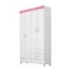 Guarda-Roupa Astro 4 Portas Branco/Rosa/Branco - Demóbile