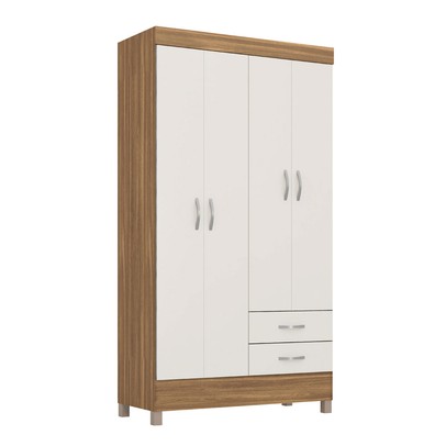 Guarda-Roupa Astro 4 Portas Amêndola/Off-White - Demóbile