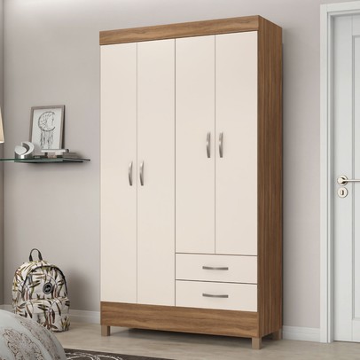 Guarda-Roupa Astro 4 Portas Amêndola/Off-White - Demóbile