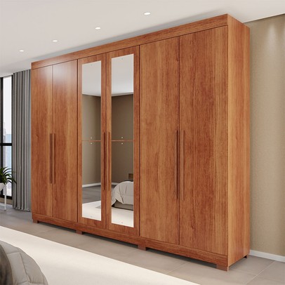 Guarda-Roupa Casal Eldorado Premium 6 Portas 6 Gavetas com Espelho com Pés 100% Mdf Cinamomo - Pnr Móveis
