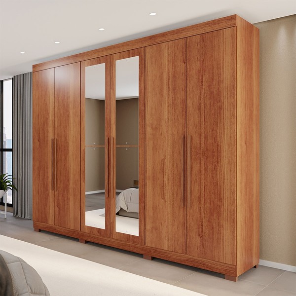 Guarda-Roupa Casal Eldorado Premium 6 Portas 6 Gavetas com Espelho com Pés 100% Mdf Cinamomo - Pnr Móveis