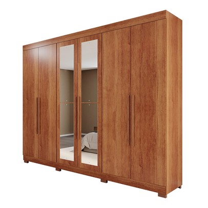 Guarda-Roupa Casal Eldorado Premium 6 Portas 6 Gavetas com Espelho com Pés 100% Mdf Cinamomo - Pnr Móveis