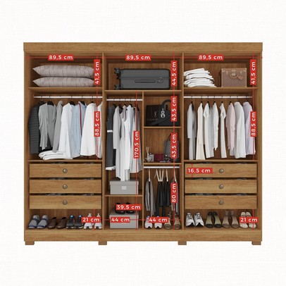 Guarda-Roupa Casal Eldorado Premium 6 Portas 6 Gavetas com Espelho com Pés 100% Mdf Cinamomo - Pnr Móveis