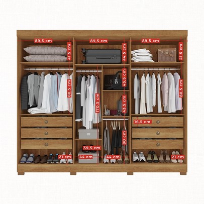 Guarda-Roupa Casal Eldorado Premium 6 Portas 6 Gavetas com Espelho com Pés 100% Mdf Cinamomo/Off White - Pnr Móveis