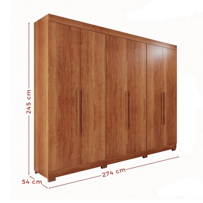 Guarda-Roupa Casal Eldorado Premium 6 Portas 6 Gavetas com Pé 100% Mdf Cinamomo - Pnr Móveis