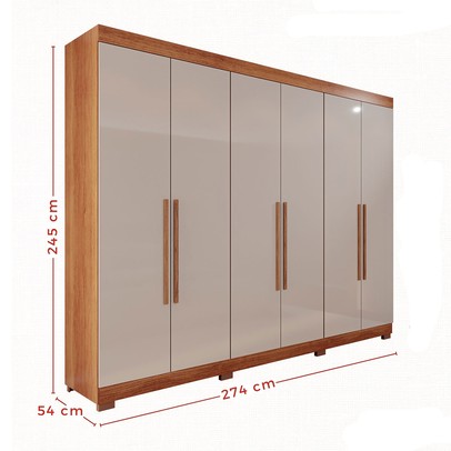 Guarda-Roupa Casal Eldorado Premium 6 Portas 6 Gavetas com Pé 100% Mdf Cinamomo/Off White - Pnr Móveis