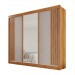 Guarda-Roupa Casal Dortmund 3 Portas 4 Gavetas com Espelho Ripado 100% Mdf Cinamomo/Off White - Pnr Móveis