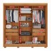 Guarda-Roupa Casal Dortmund 3 Portas 4 Gavetas com Pés Ripado 100% Mdf Cinamomo - Pnr Móveis