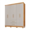 Guarda-Roupa Casal Diamante 6 Portas 2 Gavetas com Pés Cinamomo/Off White - Pnr Móveis