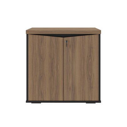 Armário para Escritório Y37 2 Portas com Chave Nogal/Preto - Artany Móveis