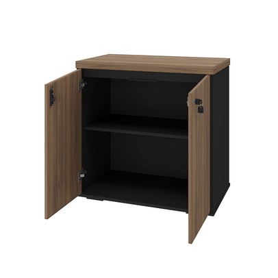 Armário para Escritório Y37 2 Portas com Chave Nogal/Preto - Artany Móveis
