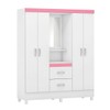 Guarda-Roupa Capelinha Lord 4 Portas Branco/Rosa/Branco - Demóbile