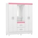 Guarda-Roupa Capelinha Lord 4 Portas Branco/Rosa/Branco - Demóbile